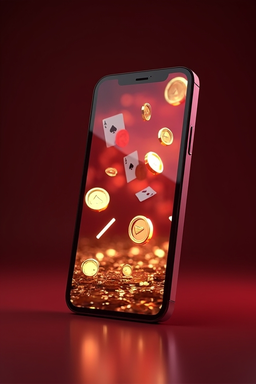 Smartphone with casino app on screen