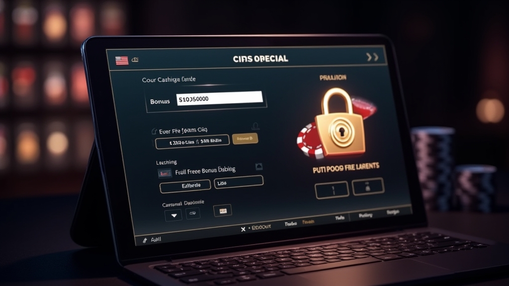 Promo code being applied at a casino cashier with bonus chips and dark lighting