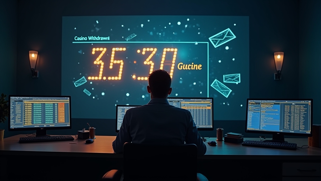 Player watching a pending withdrawal timer in a dark casino setting